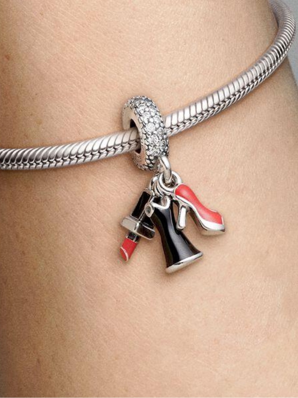 Pandora Fashion Dangle Charm Lipstick Heel Dress